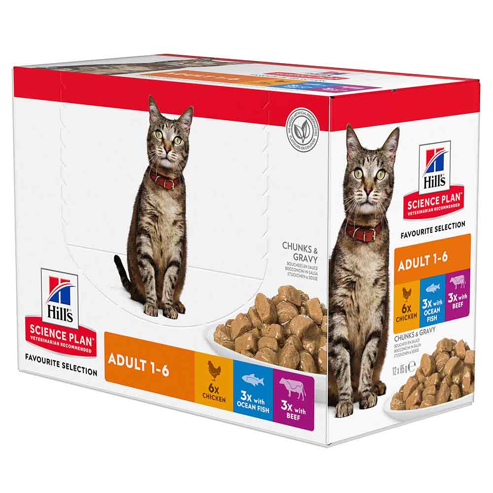 Hills Science Plan Adult Huhn + Fisch + Rind Multipack Nassfutter für Katzen_0