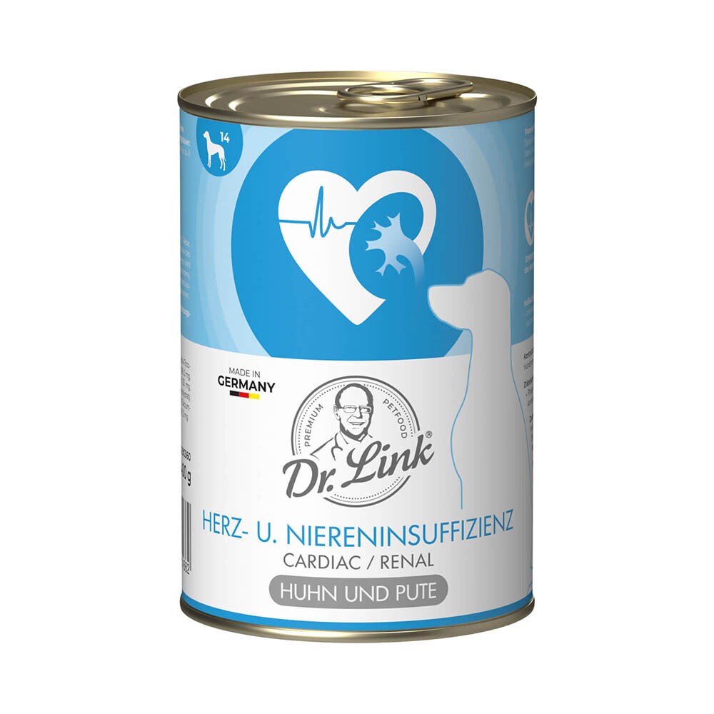 Dr. Link Spezial-Diät Herz- und Niereninsuffizienz Cardiac/Renal Huhn und Pute Nassfutter für Hunde_0