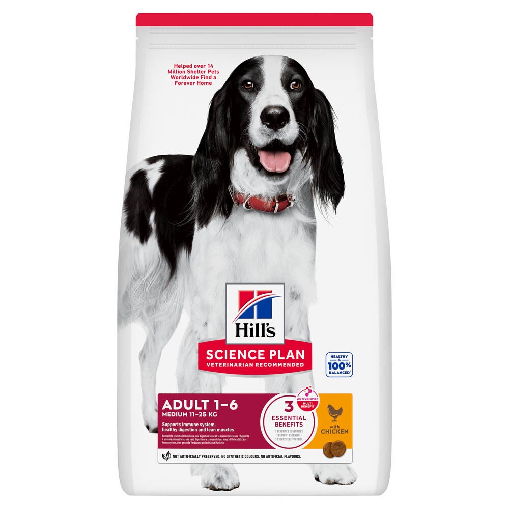 Hills Science Plan Adult Medium mit Huhn Trockenfutter für Hunde_0