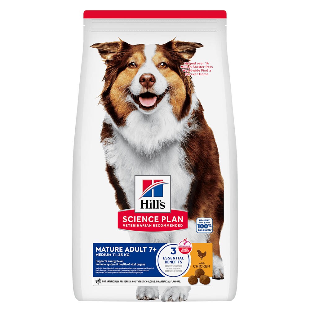 Hills Science Plan Mature Adult 7+ Medium mit Huhn Trockenfutter für Hunde_0