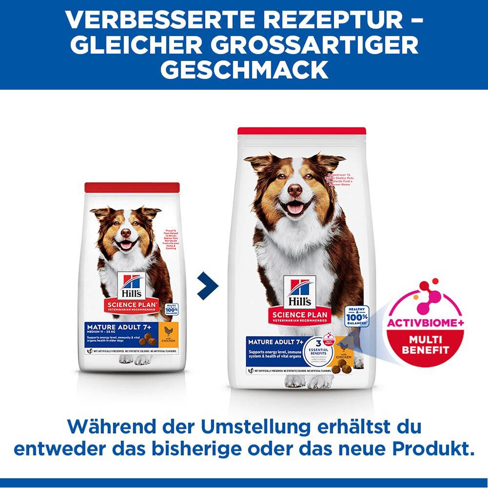 Hills Science Plan Mature Adult 7+ Medium mit Huhn Trockenfutter für Hunde_2