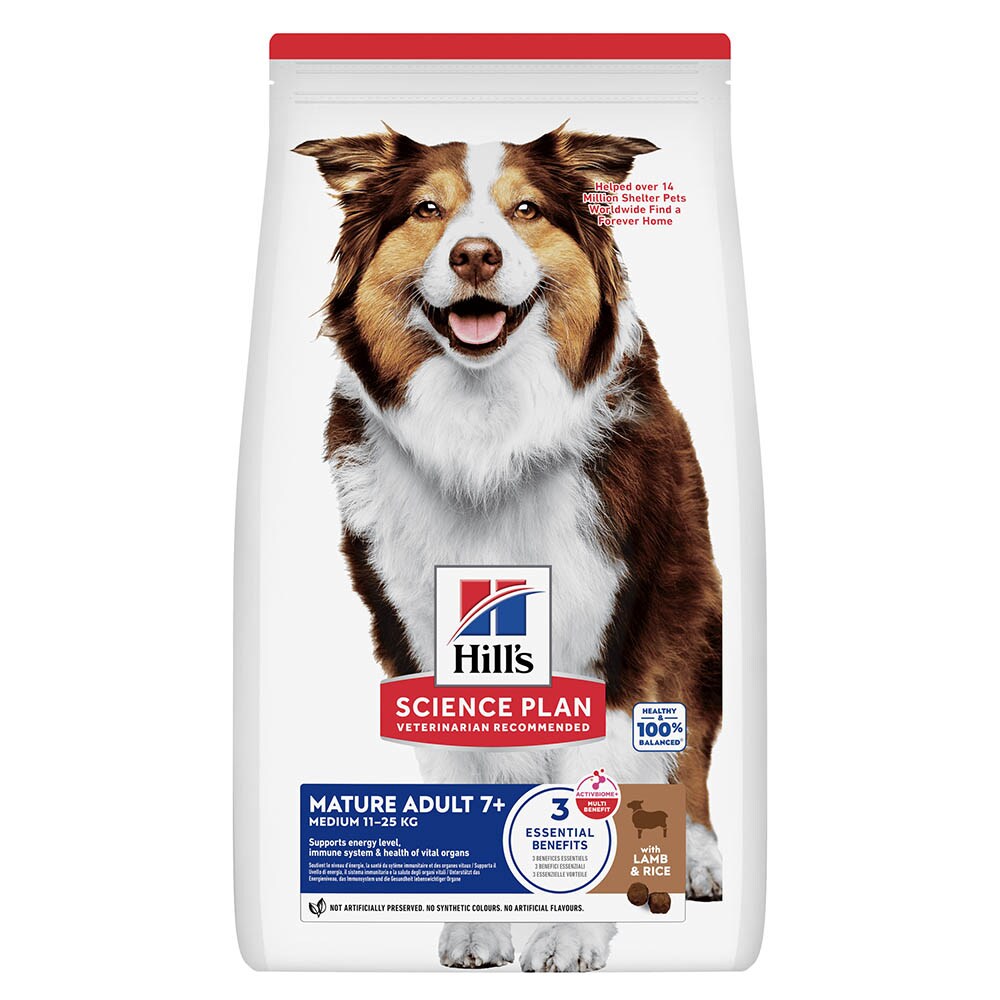 Hills Science Plan Mature Adult 7+ Medium mit Lamm und Reis Hund_0