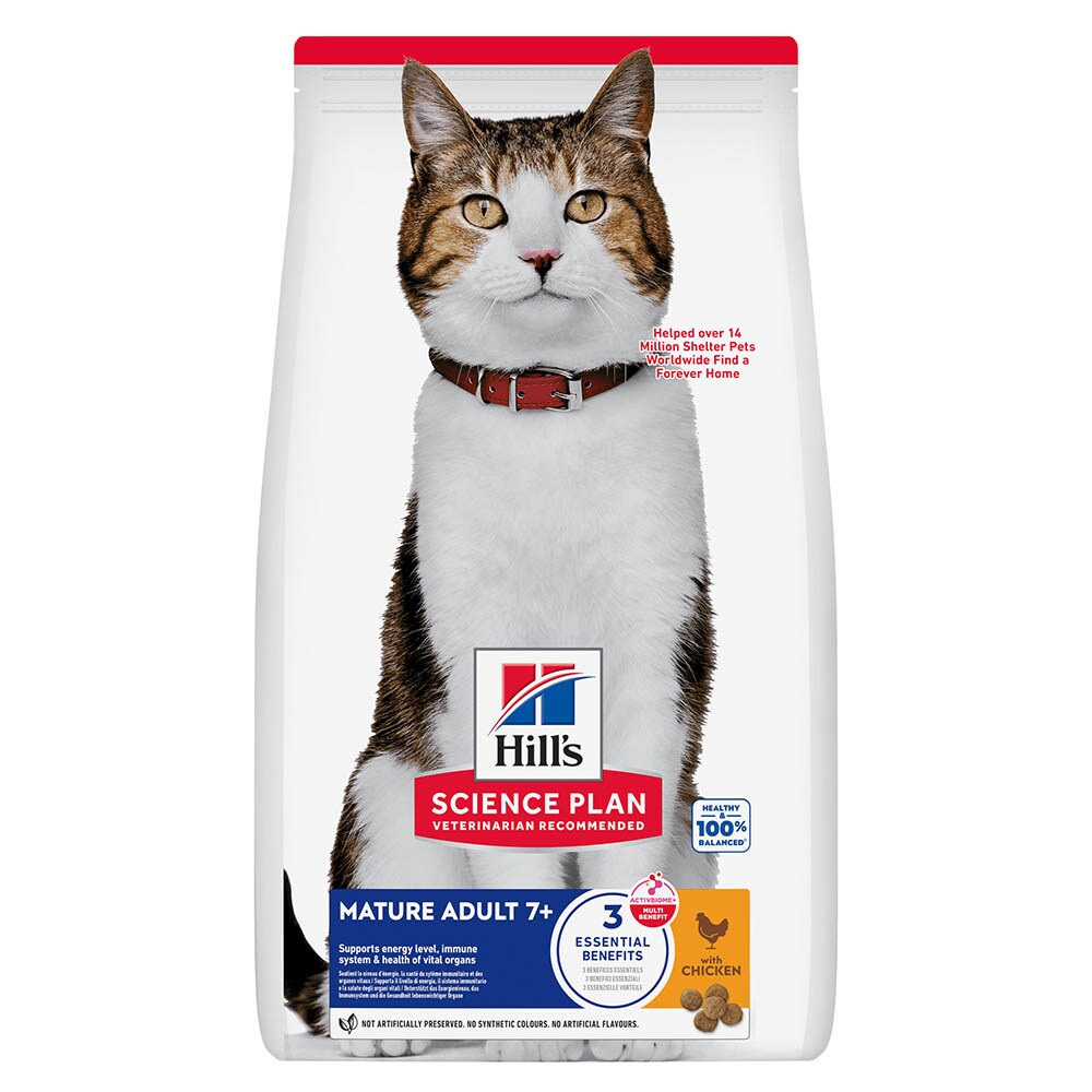 Hills Science Plan Mature Adult 7+ Huhn Trockenfutter für Katzen_0