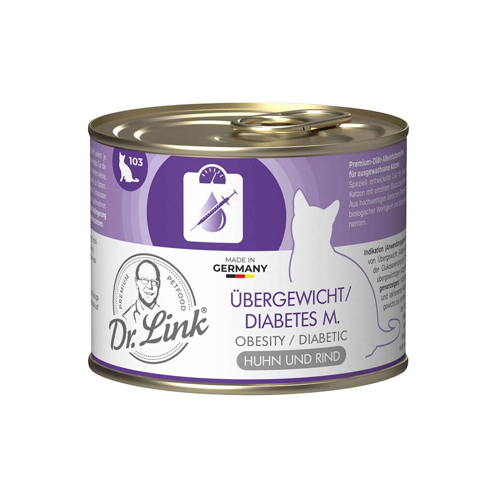Dr. Link Spezial-Diät Übergewicht/Diabetes mellitus Huhn und Rind Nassfutter für Katzen _0