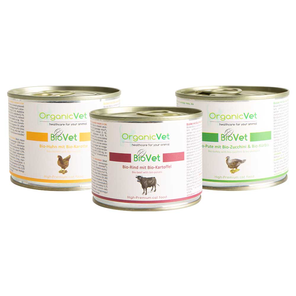 OrganicVet BioVet Rind, Huhn + Pute Nassfutter für Katzen_0