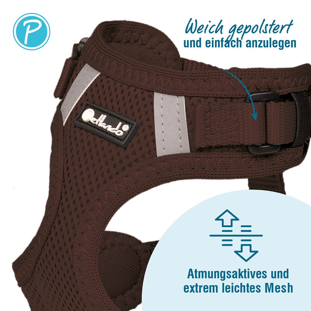 Petlando Mesh Vest Geschirr mokka_1