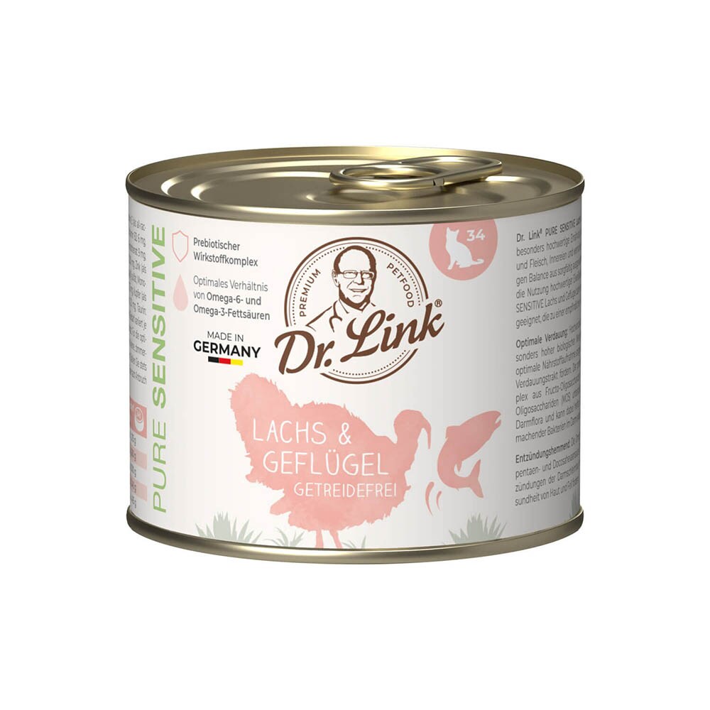 Dr. Link Pure Sensitive Lachs und Geflügel Nassfutter für Katzen_0