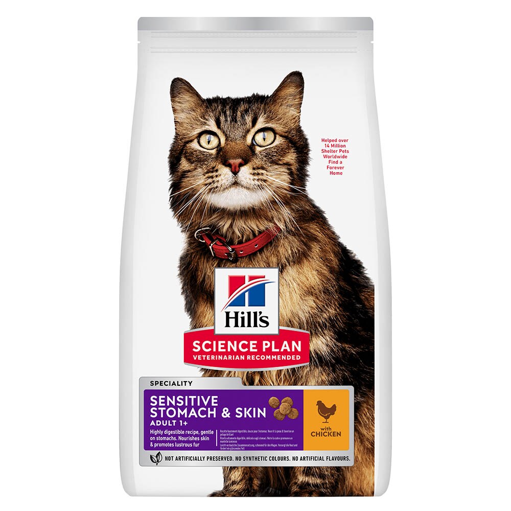 Hills Science Plan Adult Sensitive Stomach & Skin Huhn Trockenfutter für Katzen_0
