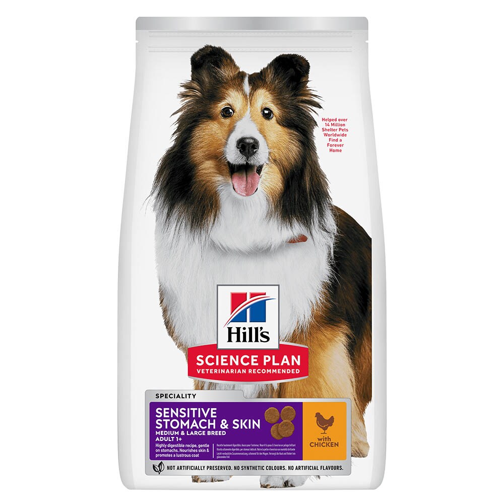 Hills Science Plan Adult Sensitive Stomach & Skin Medium mit Huhn Hund_0